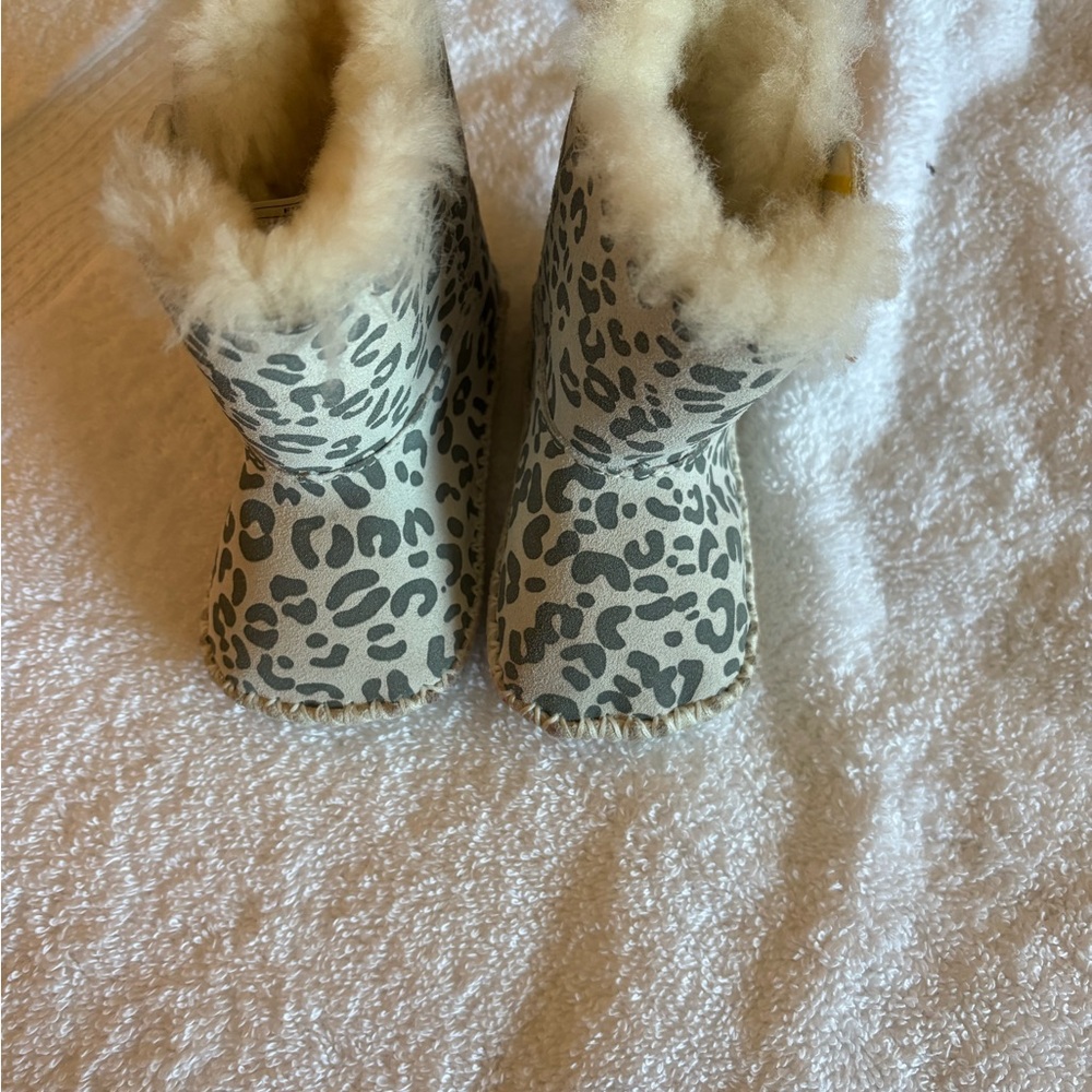 UGG Kids Boots in Gray and Cream Leopard Print